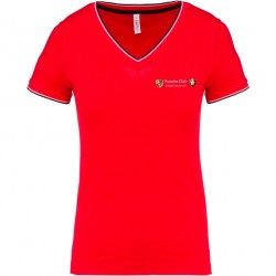 Tee shirt col V maille piquée Femme