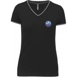 Tee shirt maille piquée col V Femme Honda