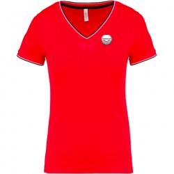 T-shirt maille piquée col V FEmme