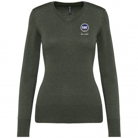 pull col V femme broderie fiat