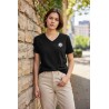 Tee shirt Supima col V Femme Mercedes