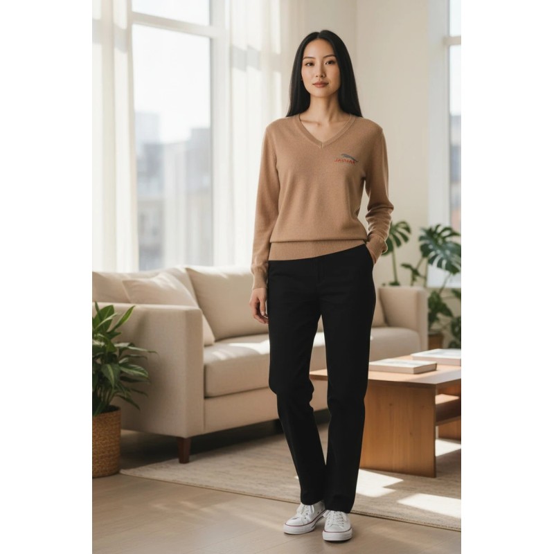 Pull col V Merino Femme Jaguar